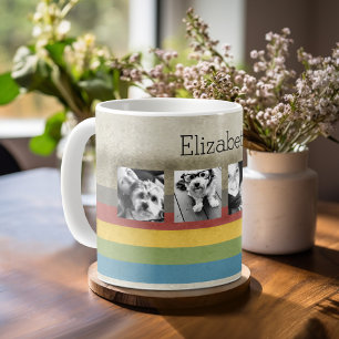 Mug Collage personnalisé 4 photos Hipster Arc-en-ciel