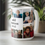 Mug Collage personnalisé 8 photo - blanc avec texte no<br><div class="desc">Faites votre propre collage photo personnalisé. Utilisez 8 photos pour créer un design photo personnel. Un grand cadeau pour la famille. Cette mise en page amusante comprend un arrière - plan de couleur solide — Les couleurs arrière - plans peuvent être modifiées dans la zone de personnaliser.</div>
