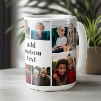 Mug Collage personnalisé 8 photo - blanc avec texte no