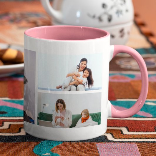 Mug Collage personnalisé de photos de maman 5 avec tex