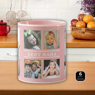 Mug Collage personnalisé Meilleure Nana 6 photos en ro
