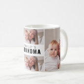 Mug Collage photo 4 Noir Blanc Grand-mère (Devant droit)