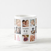 Mug Collage photo anniversaire blanc noir (Centre)