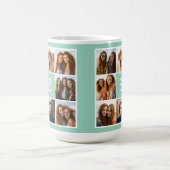 Mug Collage photo avec monogramme en blanc et menthe (Centre)