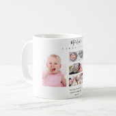 Mug Collage photo bébé Statistiques de naissance 12 mo (Devant gauche)