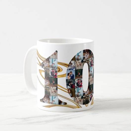 Mug Collage photo Cadeaux de 10 ans par année (Devant gauche)