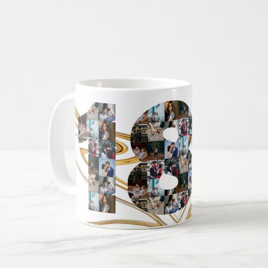 Mug Collage photo Cadeaux de 18 ans par année (Devant gauche)