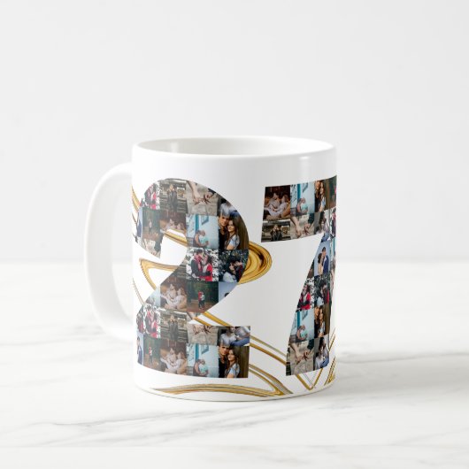 Mug Collage photo Cadeaux de 27 ans par année (Devant gauche)