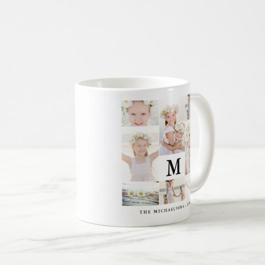 Mug Collage photo classique avec monogramme et nom (Devant droit)