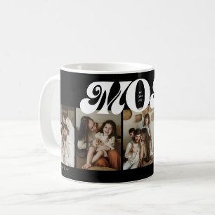Mug Collage photo de 5 images maman rétro gras noir et