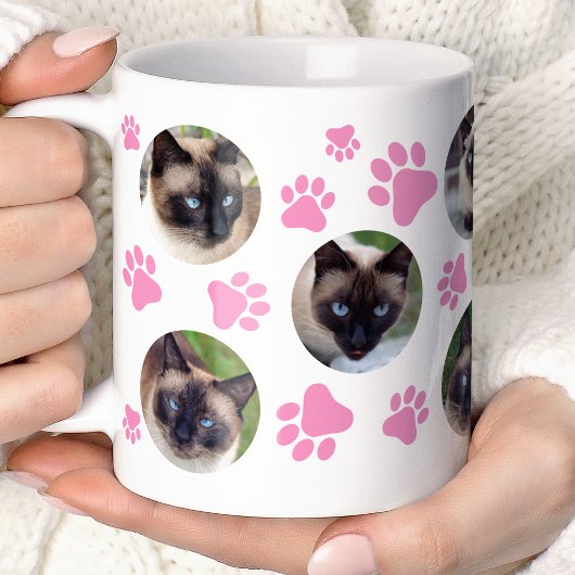 Mug Collage photo de 8 empreintes de patte de chat ros