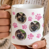 Mug Collage photo de 8 empreintes de patte de chat ros