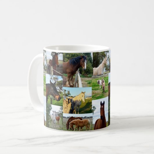 Mug Collage photo de cheval, (Devant gauche)