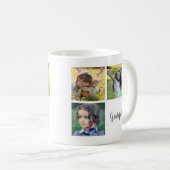 Mug Collage photo de famille monogramme nom script rec (Devant droit)