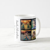 Mug Collage photo de famille monogramme profiter de pe (Devant droit)
