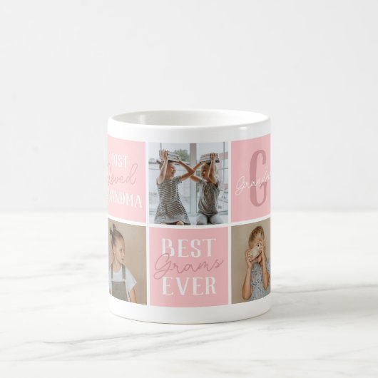 Mug Collage photo de grand-mère rose moderne (Centre)