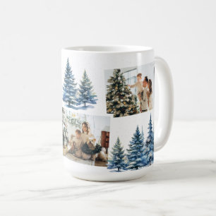Mug Collage photo de la forêt d'hiver Noël