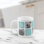 Mug Collage photo de la grand-mère NONNA<br><div class="desc">Customisez cette jolie confection de tasse moderne pour célébrer votre grand-mère italienne préférée cette fête des mères, Noël ou anniversaire ! Les caractéristiques de design alternent les carrés de photos et les blocs de lettres d'aqua turquoise orthographiant "NONNA" dans les lettres serif modernes. Ajoutez cinq de vos photos carrés préférées...</div>