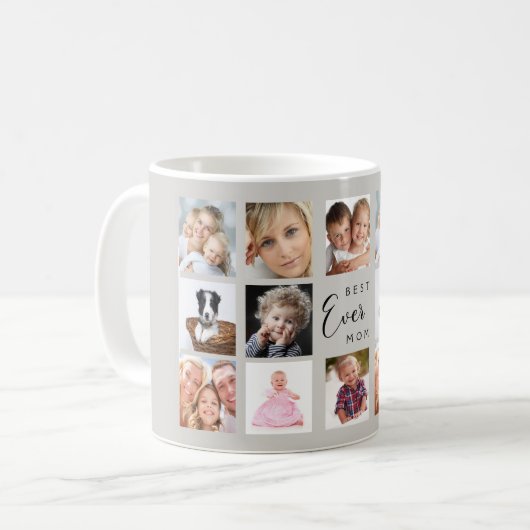 Mug Collage photo de maman gris (Devant gauche)