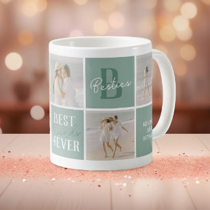 Mug Collage photo de meilleures amies modernes vert