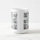 Mug Collage photo de menthe et blanc avec Monogramme (Centre)