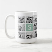 Mug Collage photo de menthe et blanc avec Monogramme (Gauche)