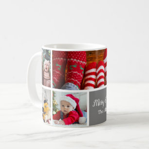 Mug Collage photo de Noël 5 avec nom de famille, Arge