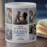 Mug Collage photo de première Fête des pères<br><div class="desc">Celebrate your first Father's Day with this unique mug featuring nine slots for you to fill with own favorite family photos. With the saying "Happy 1st Father's Day Daddy" et a sweet heart design, it's the perfect way to add a personal touch to your special day. En plus, vous pouvez...</div>