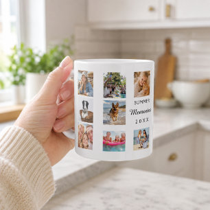 Mug Collage photo de souvenirs d'été blanc noir
