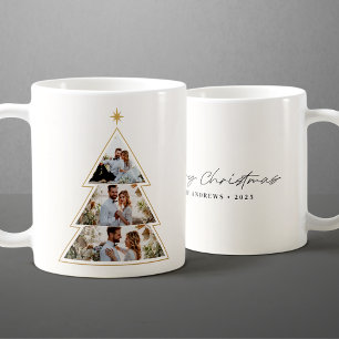 Mug Collage photo d'un arbre de Noël minimaliste moder