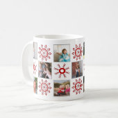 Mug Collage photo et flocons rouges Noël (Devant gauche)