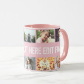 Mug Collage photo et texte rose personnalisé (Devant droit)