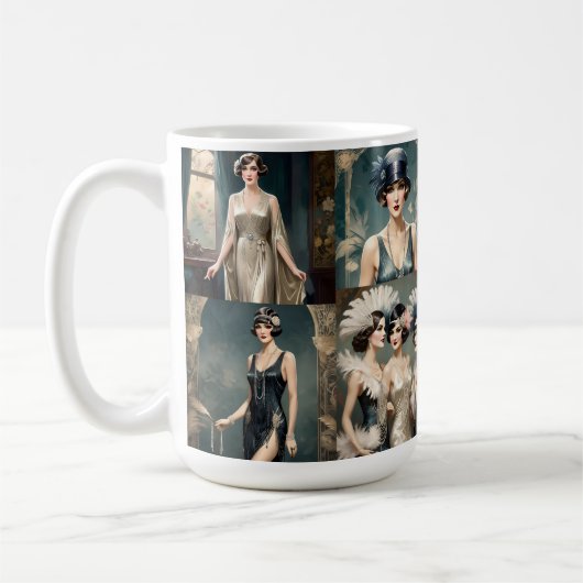 Mug Collage photo féminin des années 1920, (Gauche)