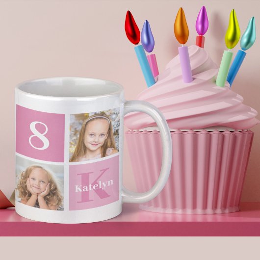 Mug Collage photo fille rose mignonne personnalisé cad