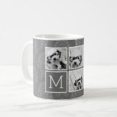 Mug Collage photo gris 5 avec monogramme de texte (Devant gauche)