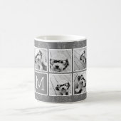 Mug Collage photo gris 5 avec monogramme de texte (Centre)
