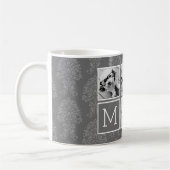 Mug Collage photo gris 5 avec monogramme de texte (Gauche)
