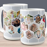 Mug Collage photo Honeypeb 17 Pic Silver Grey 15oz<br><div class="desc">Créez votre propre mosaïque photo en motif nid d'abeille. Le modèle photo est mis en place pour vous d'ajouter 17 de vos photos préférées d'amis, de famille, d'animaux de compagnie, de vacances etc. Vos images seront affichées en forme d'hexagone pour former le collage photo nid d'abeilles, travaillant en lignes de...</div>