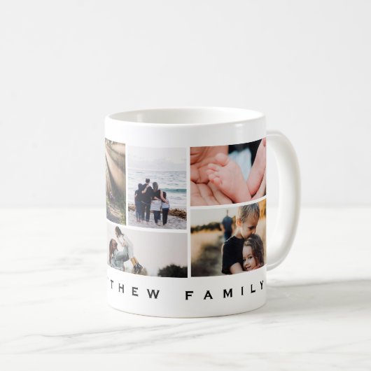 Mug Collage photo minimaliste de famille moderne (Devant droit)