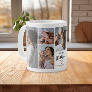Mug Collage photo minimaliste pour la première fête de