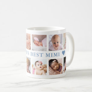 Mug Collage photo moderne 12 Bleu Meilleure Mimi du Mo