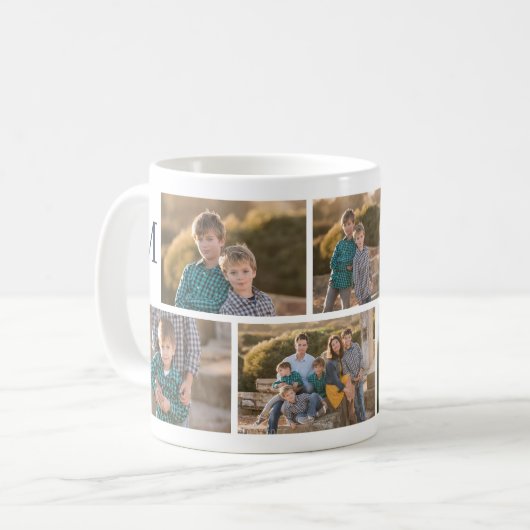 Mug Collage photo moderne 6 avec Monogramme (Devant gauche)