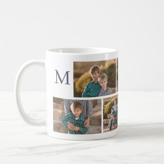 Mug Collage photo moderne 6 avec Monogramme (Gauche)