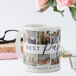 Mug Collage photo moderne 'Best Papa Ever'<br><div class="desc">Un montage photo moderne tasse à café avec un collage photo composé de 14 photos, le texte 'Best Papa Ever' dans un élégant script de calligraphie, un nous vous aimons message et nom(s). Cette tasse fait un beau cadeau de conservation pour papa à la Fête des pères, aux anniversaires ou...</div>