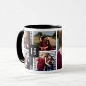 Mug Collage photo monogramme moderne (Devant gauche)