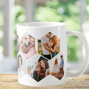 Mug Collage photo Motif Hexagon géométrique