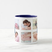 Mug Collage photo personnalisé 10 Monogramme bleu fonc (Centre)