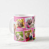 Mug Collage photo personnalisé 10 rose (Devant gauche)
