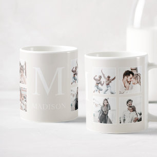 Mug Collage photo personnalisé Beige personnalisé