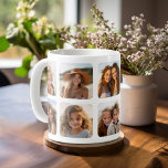 Mug Collage photo personnalisé de 10 images avec cadre<br><div class="desc">Un cadeau parfait pour une mère ou une grand-mère ou même belle-mère,  marraine. Envoyez-leur un accueil amusant pour la Fête de la maman avec des photos et un modèle customisé.</div>